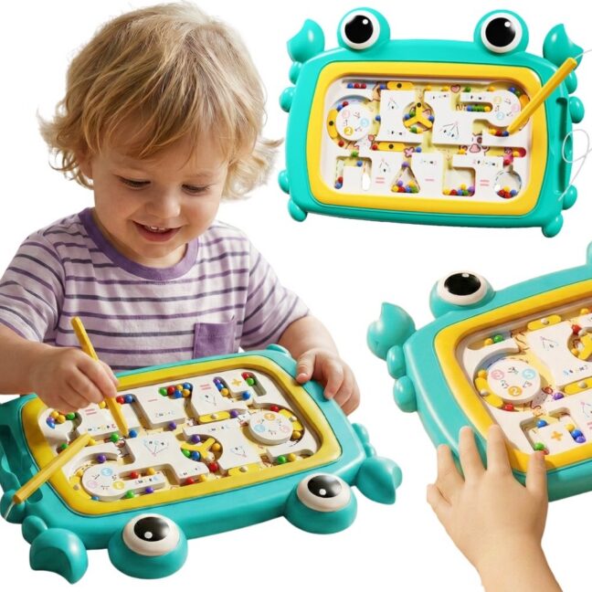 magnetilised tahvel labürint crab – WOOPIE Montessori magnetilised tahvel labürint Crab Turquoise