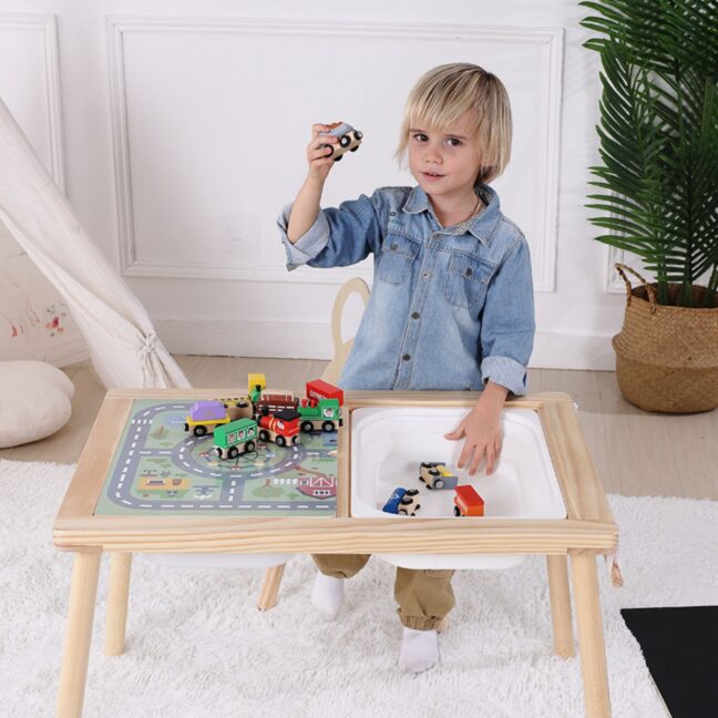 roheline 4-ühes tegevuslaud chalkboard – detailvaade