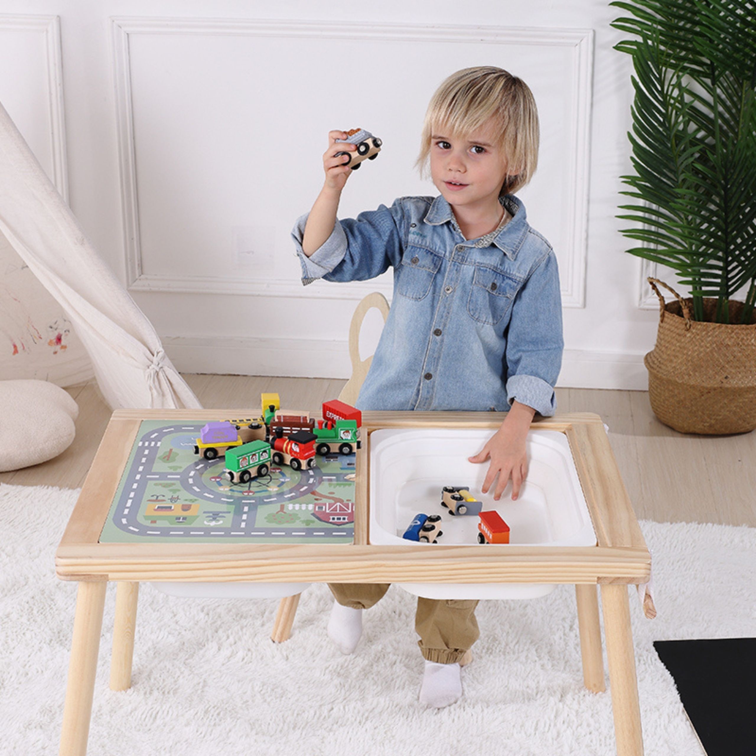 roheline 4-ühes tegevuslaud chalkboard – detailvaade