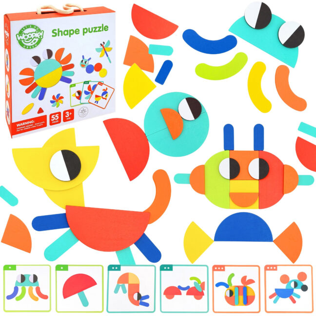 roheline pusle patterns recreate – WOOPIE roheline puidust Montessori pusle 40 Patterns Recreate 55 tk FSC sertifitseeritud