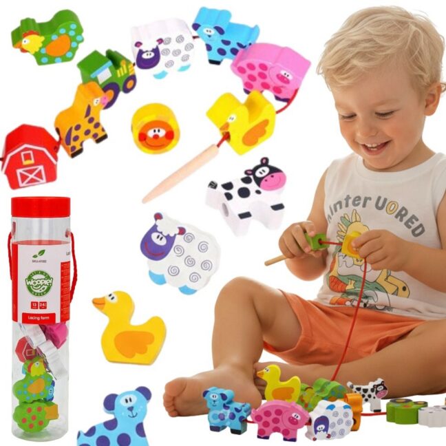 roheline niitimine klotsid loomad – WOOPIE roheline puidust niitimine klotsid loomad talumaja 13 tk.