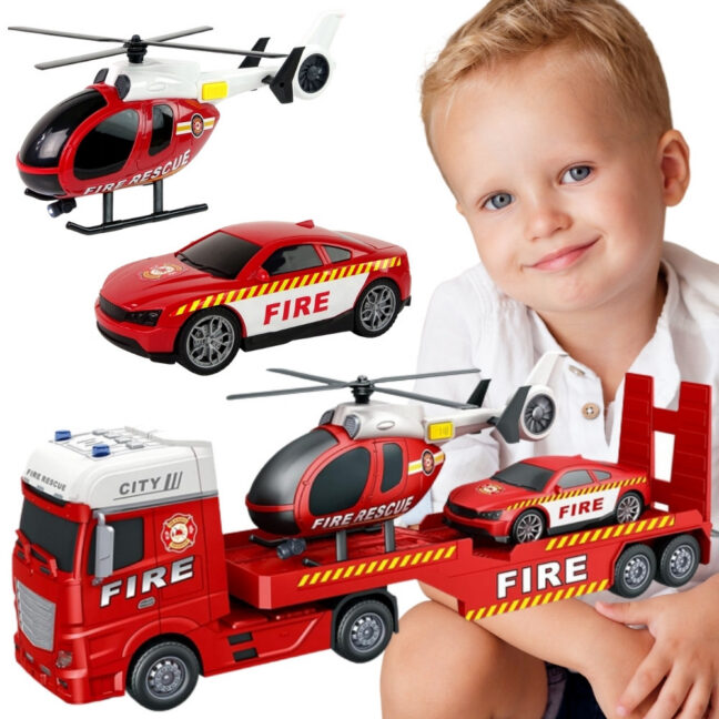 tuletõrjeauto helikopteri auto mäng – WOOPIE tuletõrjeauto, helikopteri ja auto komplekt lastele – arendav mäng lapsele