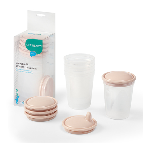 BabyOno rinnapiima ja beebitoidu säilitusanumad tilaga, 4 × 200 ml
