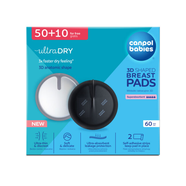 Canpol Babies 3D ühekordsed rinnapadjad, mustad, 60 tk