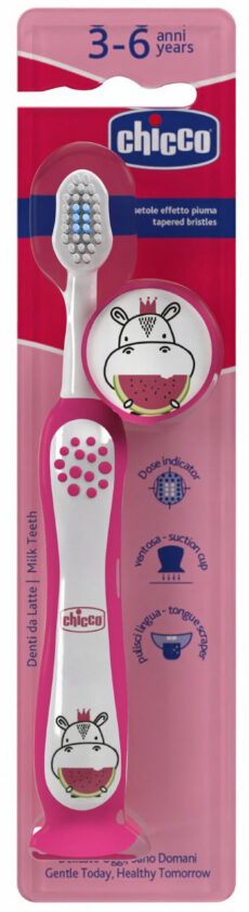 Chicco Hippo pehme hambahari 3–6 aastat, roosa