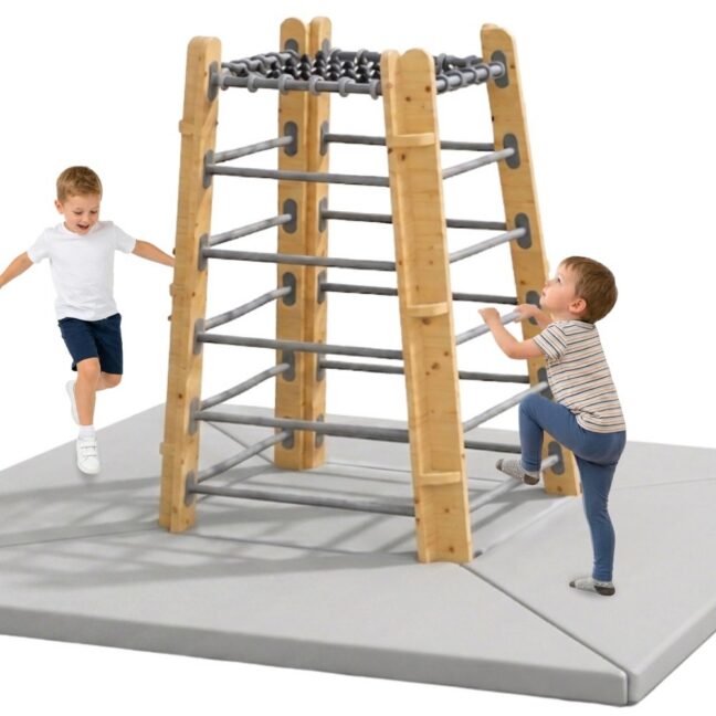 CLASSIC WORLD EDU puidust Climbing Tower with Safety Mats komplekt