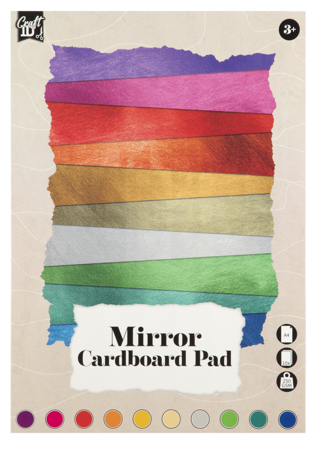 Craft mirror cardboard paper A4, 10 colors – tootepilt
