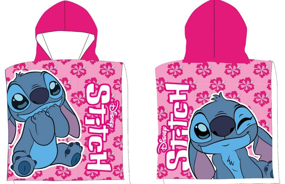 Disney Lilo and Stitch Pink Wink laste rannapontšo 50×100 cm (kiiresti kuivav) – tootepilt
