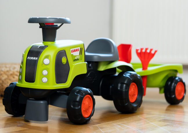 FALK Claas Arion 470 roheline tõukeauto haagise ja liivakomplektiga – toote pilt 3