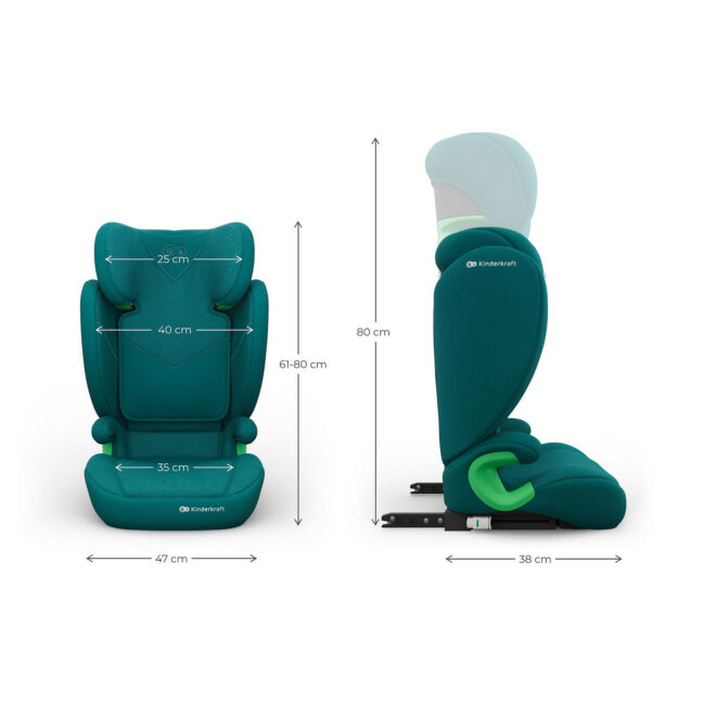 KINDERKRAFT turvatool JUNIOR FIX 2 PLUS i-Size roheline – detailvaade 2