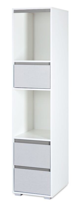 Klupś DALIA sahtlitega raamaturiiul 42 × 183 cm, valge-hall
