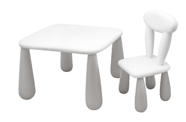 Maltex Luna Classic valge-hall laste laua ja tooli komplekt