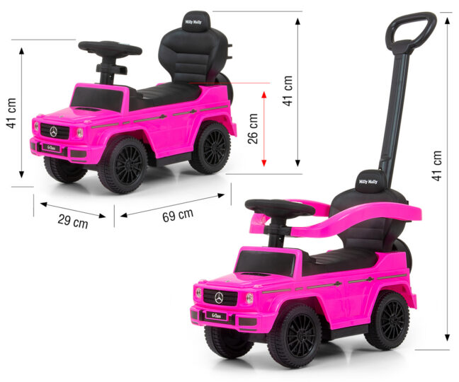 MILLY MALLY 3692 Pojazd z rączką Mercedes G350d roosa – detailvaade 2