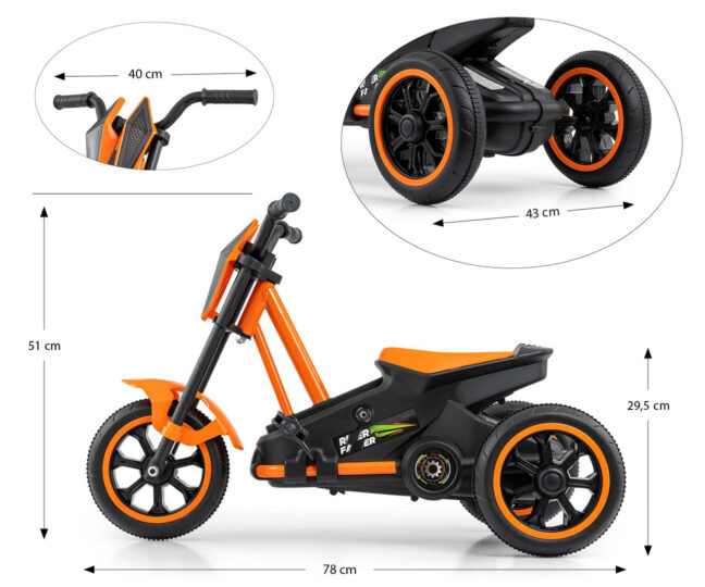 MILLY MALLY 5721 Gokart na pedały Rider Orange – detailvaade 2