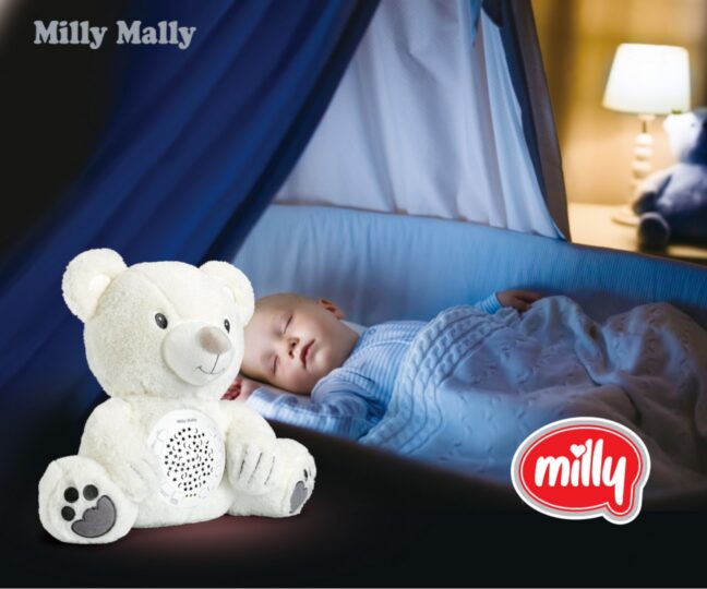 MILLY MALLY mänguasi pluszowa z projektorem Milly Bear valge – tootepilt