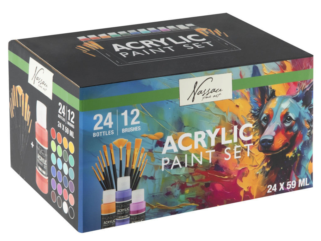 Nassau acrylic maalimiskomplekt with brush – tootepilt