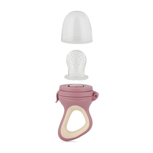 PETITE&MARS 581798 Silikonowy gryzak do podawania owoców beebidele Fruzi Rose Sand 6 m+ – tootepilt