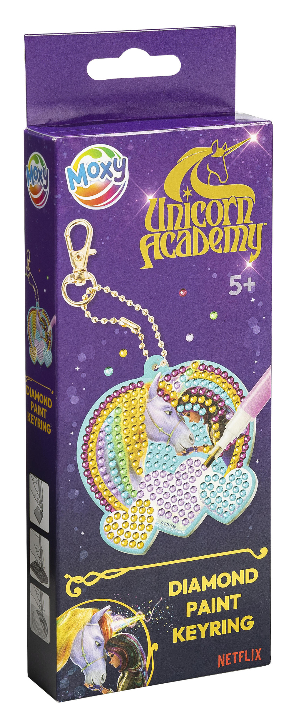 Unicorn Academy Friends teemantmosaiigiga võtmehoidja komplekt – tootepilt