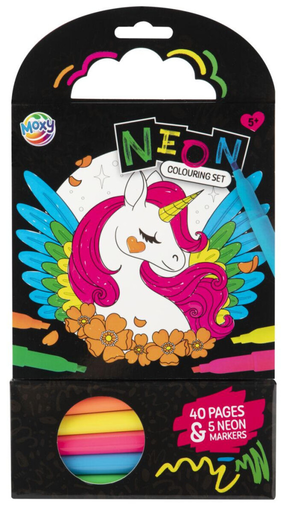 Unicorn Neon värvimisraamat with marker, 40 pages – tootepilt