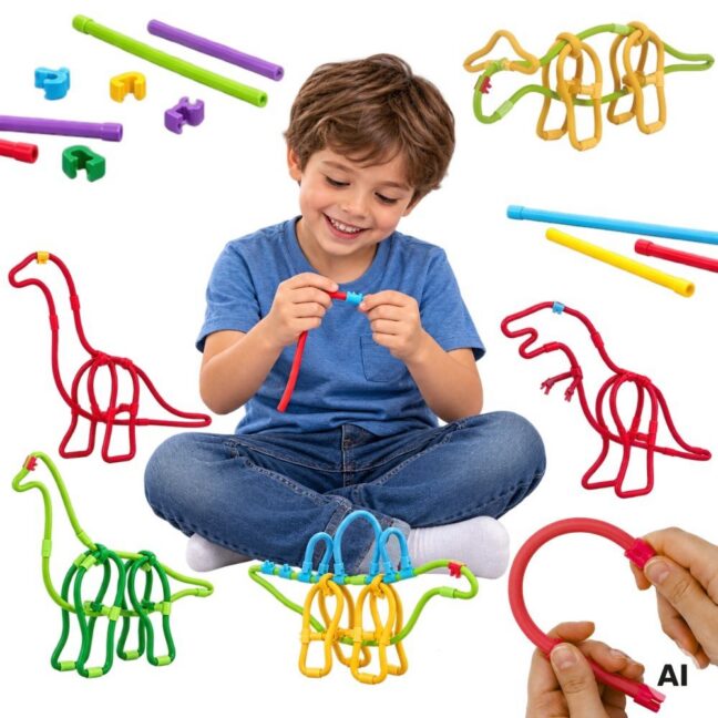 WOOPIE 3D Construction Blocks Straws Sticks Tubes meisterdamiskomplekt 117 tk