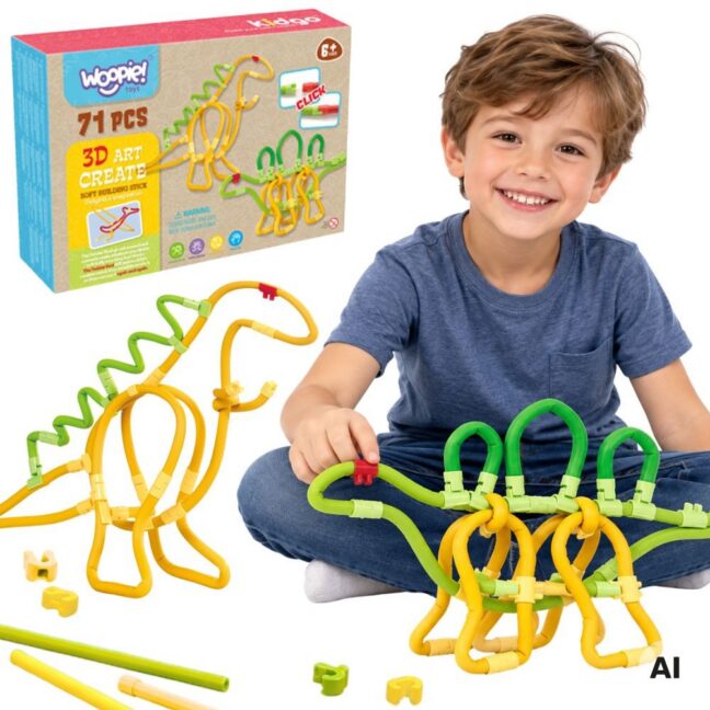 WOOPIE 3D Construction komplekt 71 tk Dinosaur Blocks Creative Sticks