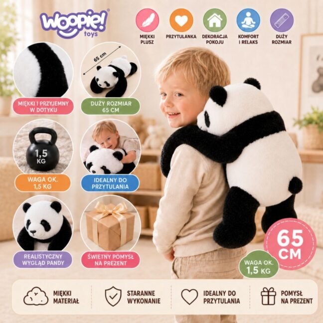 WOOPIE raskusega panda, 65 cm, 1,5 kg – toote pilt 3