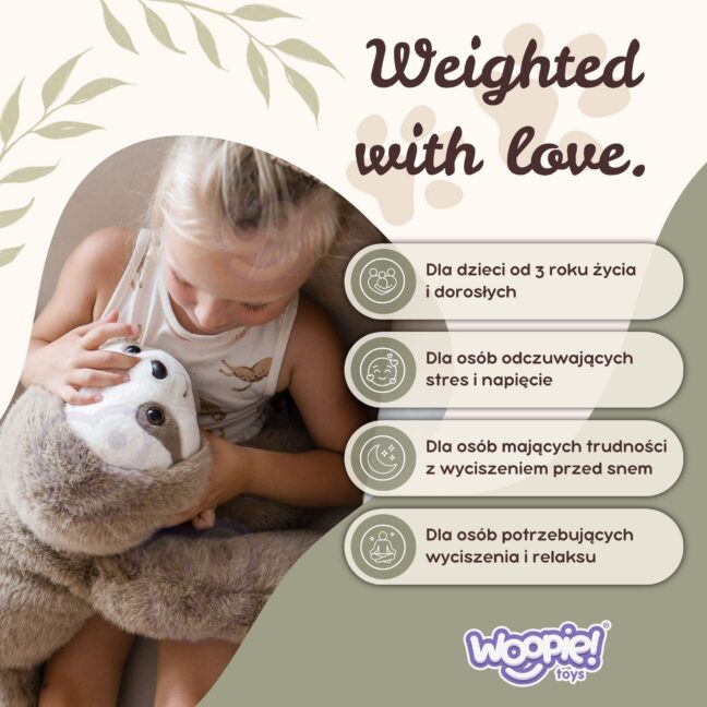 WOOPIE raskusega laiskloom, 65 cm, 1,5 kg – toote pilt 3