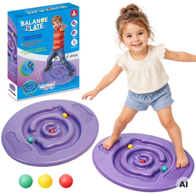 WOOPIE Round Balance Board Purple Disc Maze Balance Board